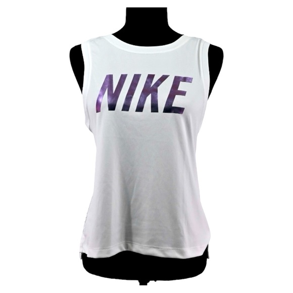 Nike Dri-Fit Running Sleeveless Tee in White Size Small - Picture 1 of 4
